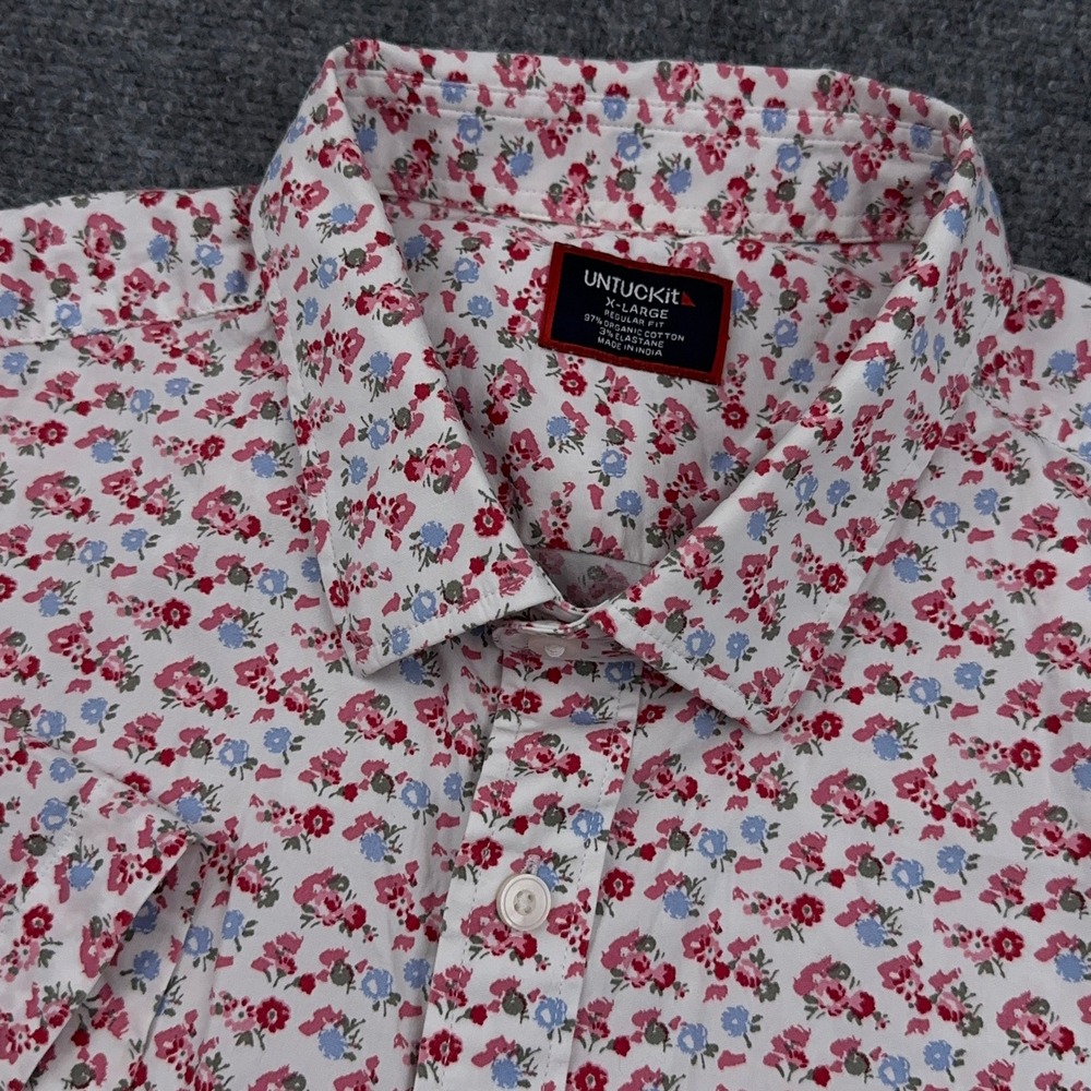 UNTUCKit Sanchez Shirt Mens XL Pink Floral Short Sleeve Stretch Button Down